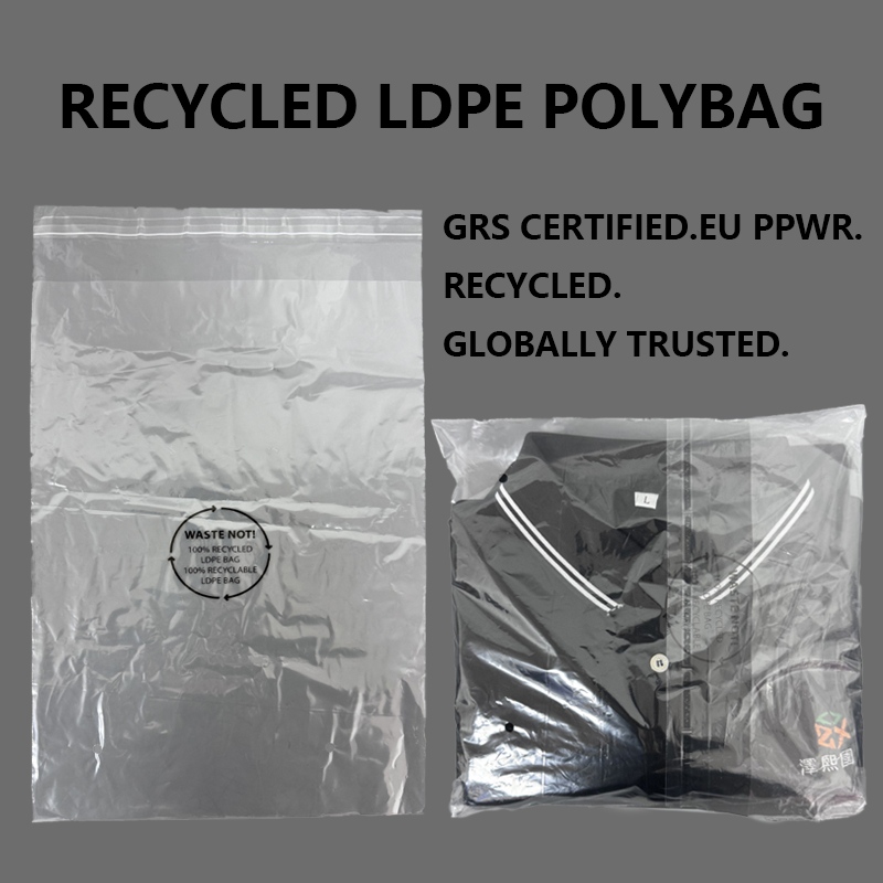 Egyedi újrahasznosított LDPE polizsák segít a divatmárkáknak a fenntartható csomagolás fejlesztésében GRS-tanúsítvánnyal rendelkező újrahasznosított anyagokkal